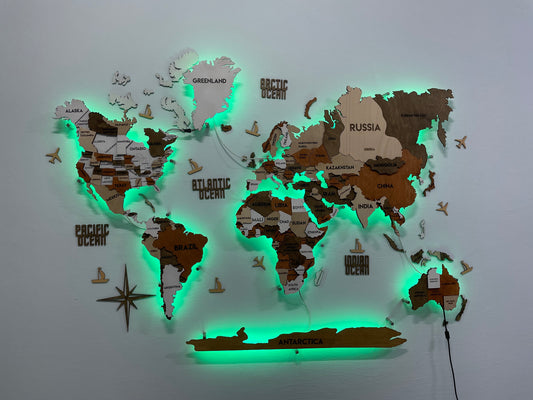 Багатошарова карта світу з підсвіткою RGB колір Dublin