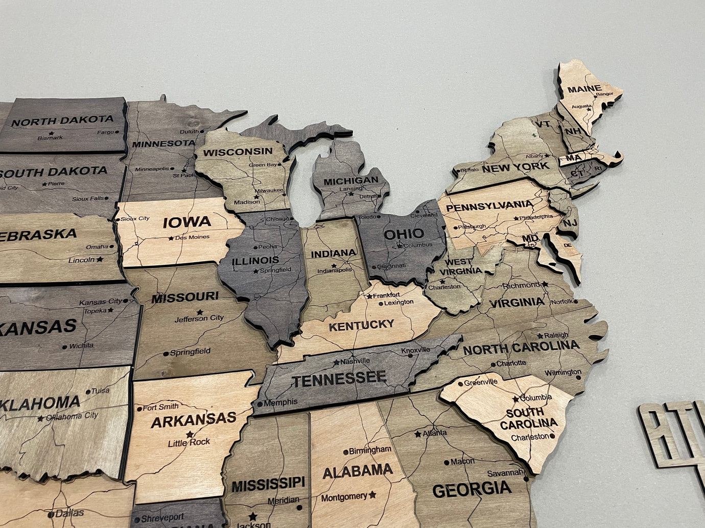 Карта США багатошарова з дорогами, колір Elis