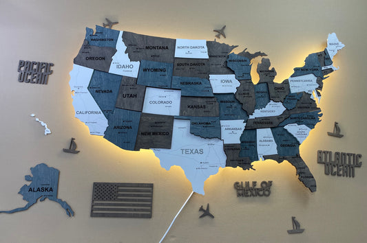 Багатошарова карта США з дорогами та підсвіткою по контуру, колір Loft