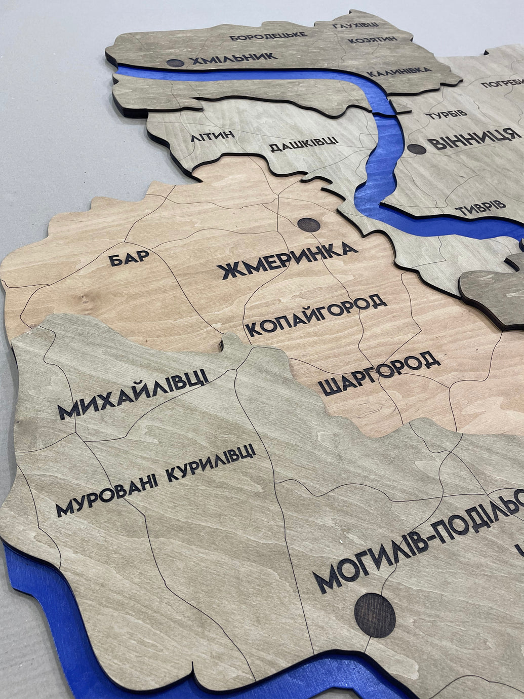 Багатошарова карта Вінницької області з річками, колір Light Tree