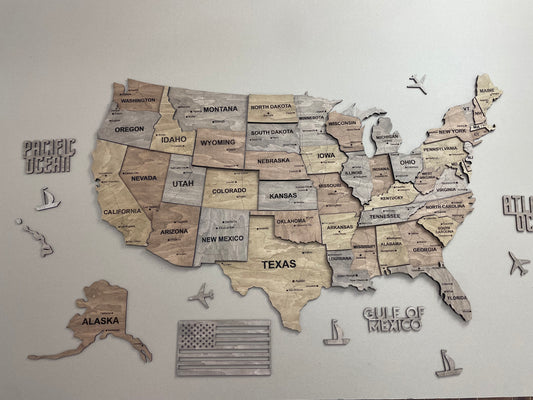 Карта США багатошарова з дорогами, колір Dark Nut