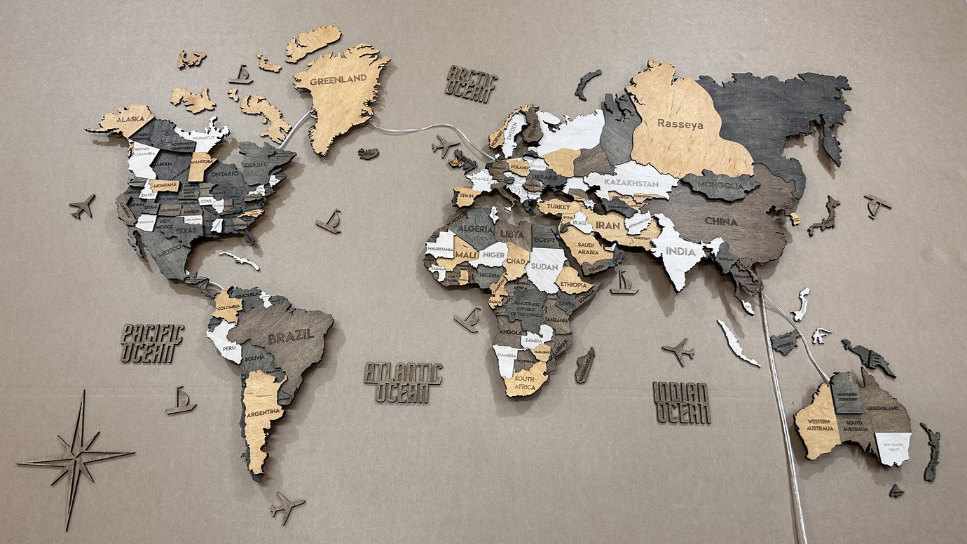 Багатошарова карта світу з підсвіткою колір Cappuccino