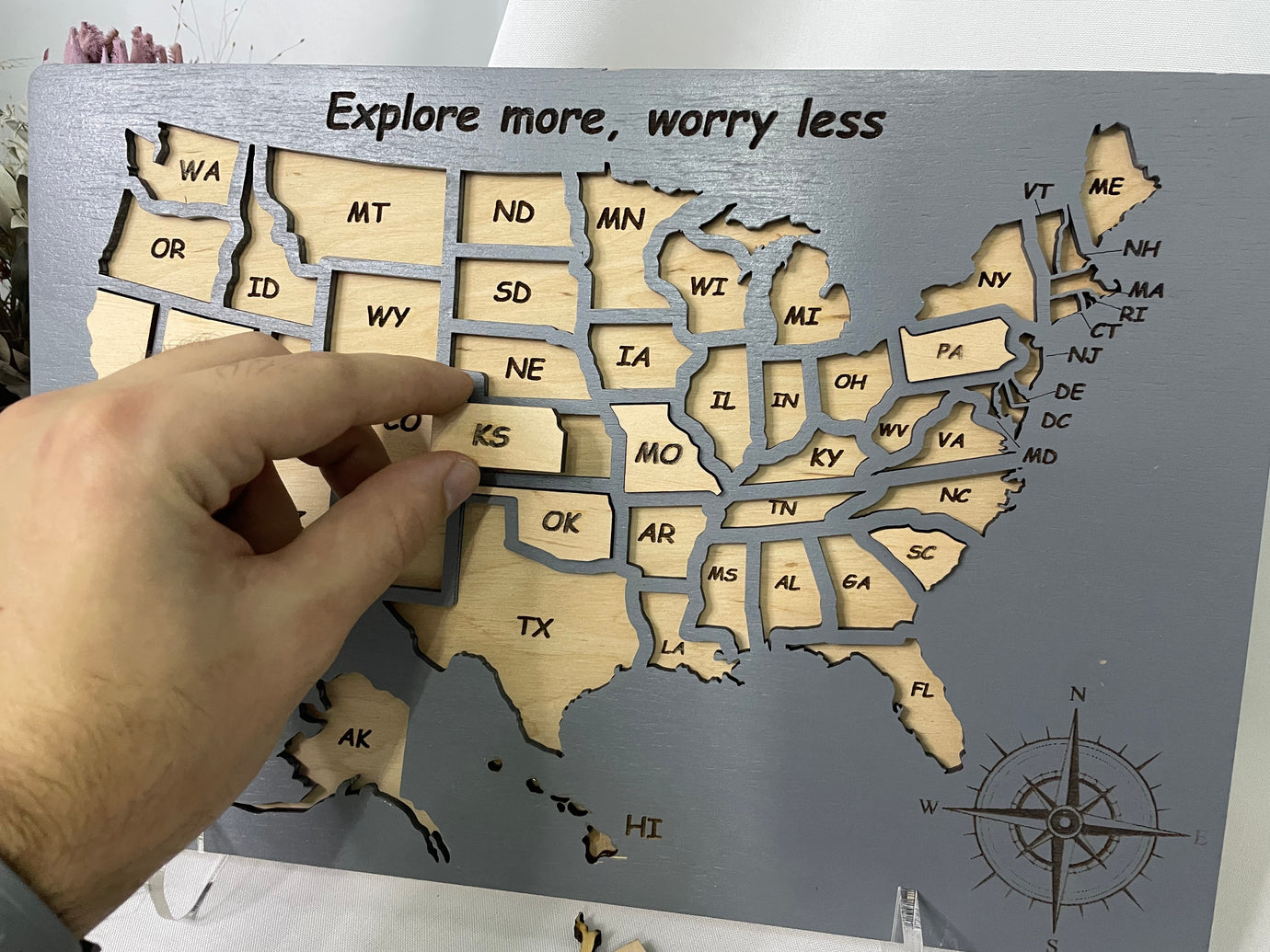Карта-пазл США, колір Grey