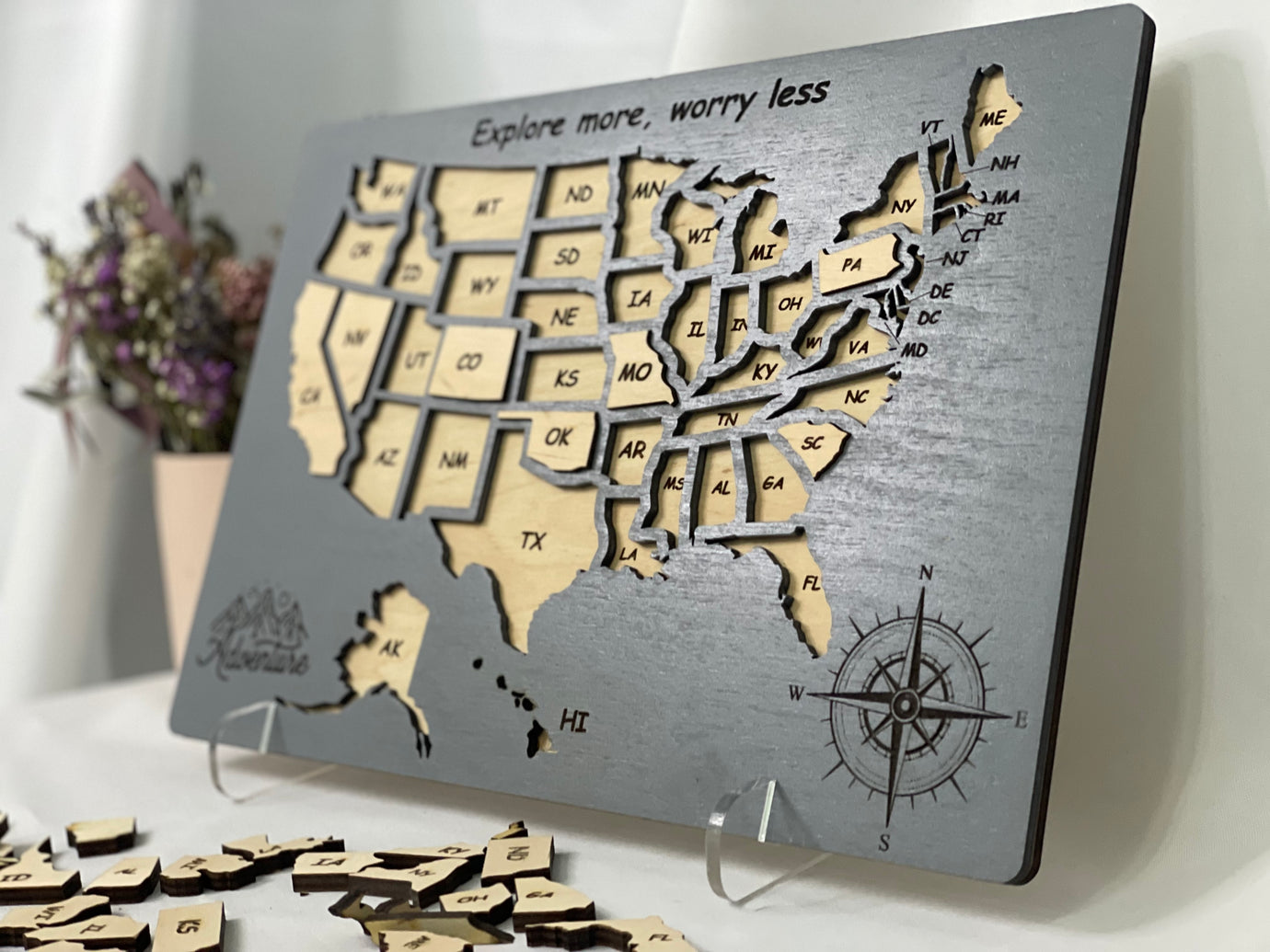 Карта-пазл США, колір Grey