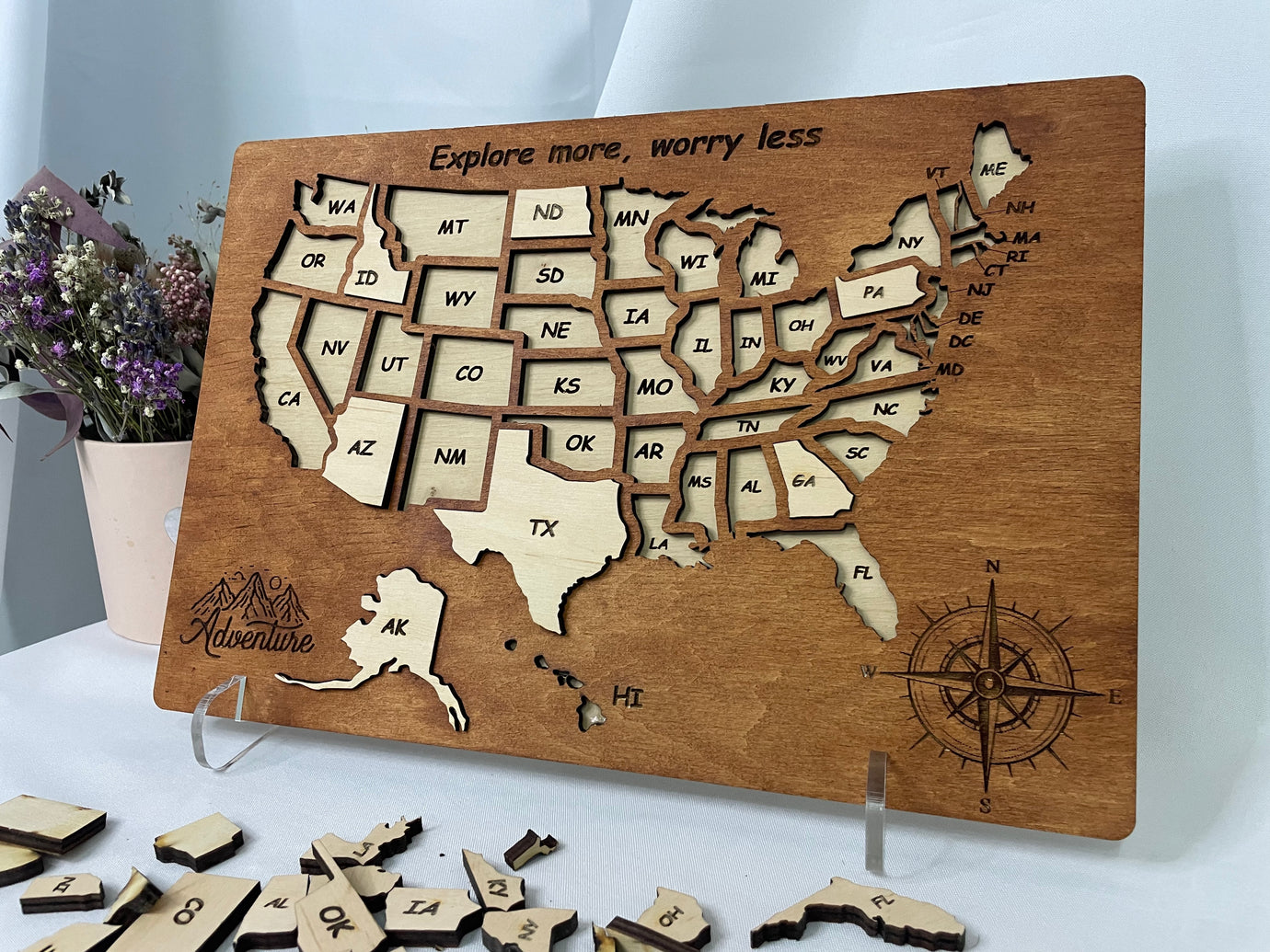 Карта-пазл США, колір Brown