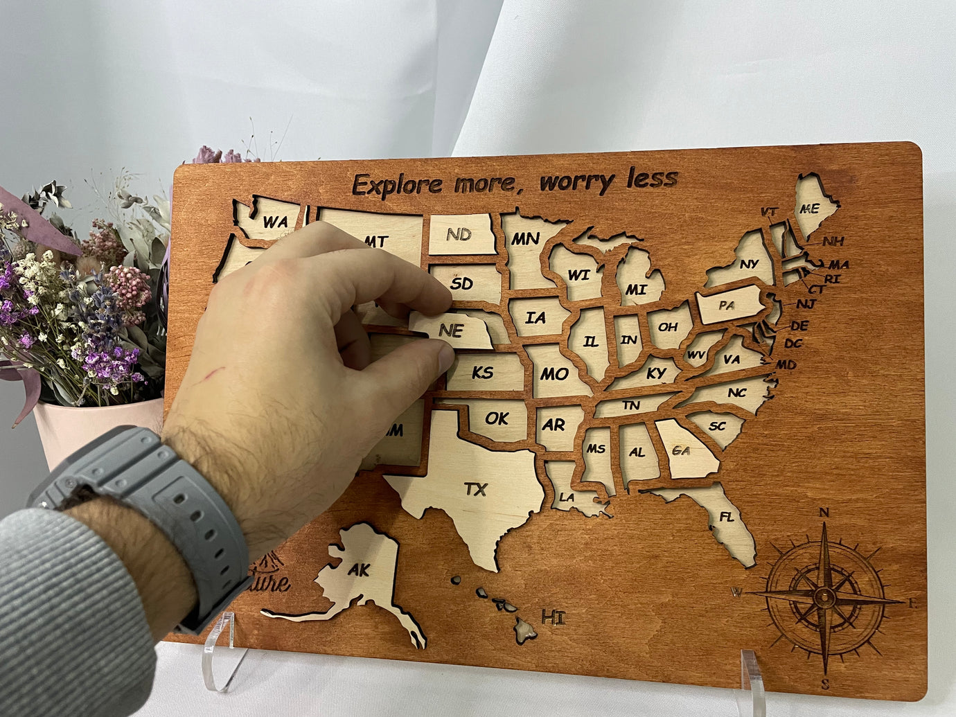 Карта-пазл США, колір Brown