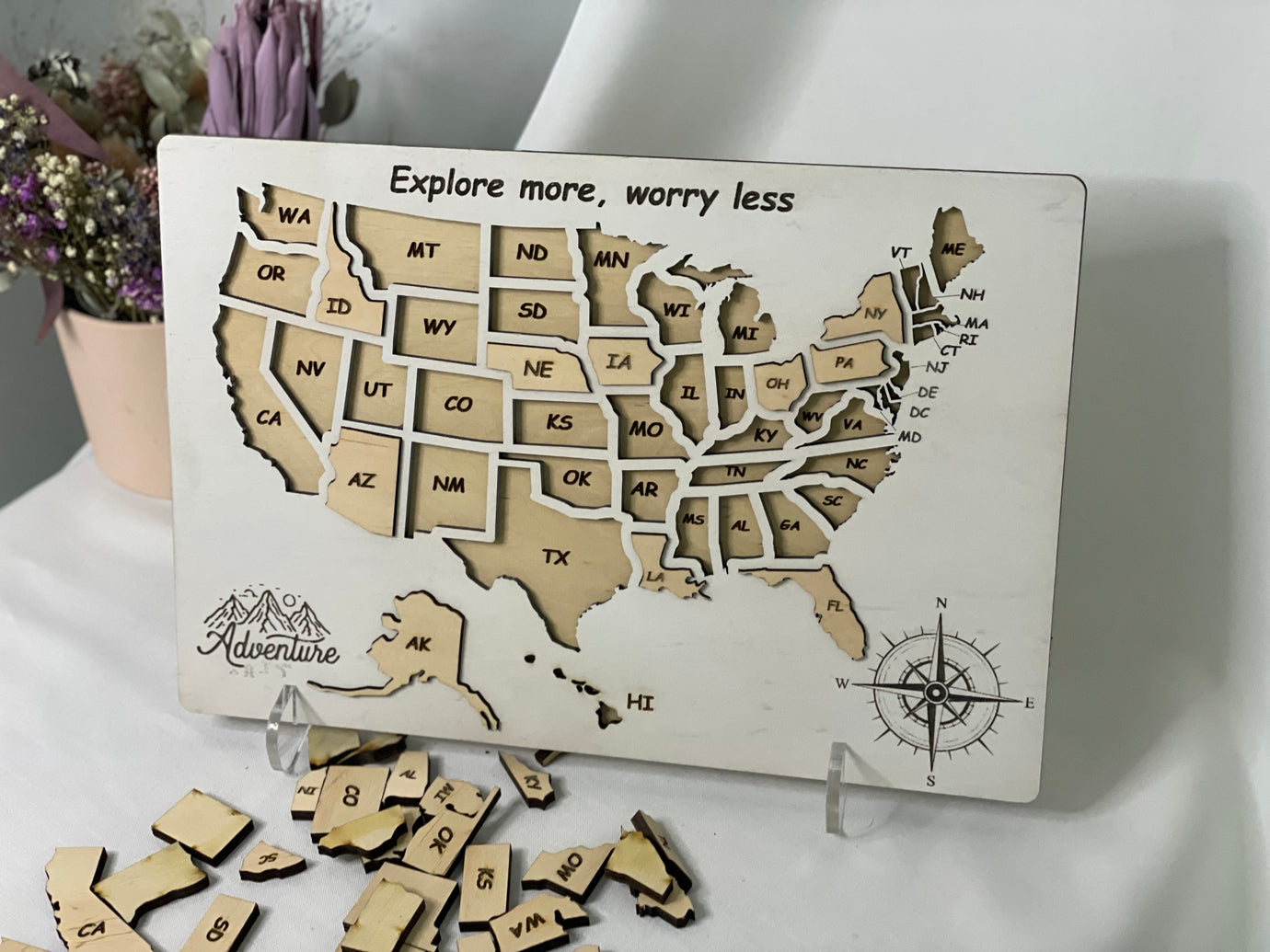 Карта-пазл США, колір White