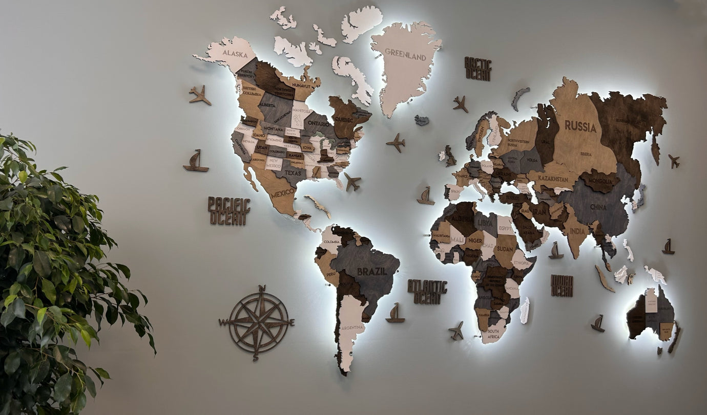 Багатошарова карта світу з підсвіткою колір Loft 2