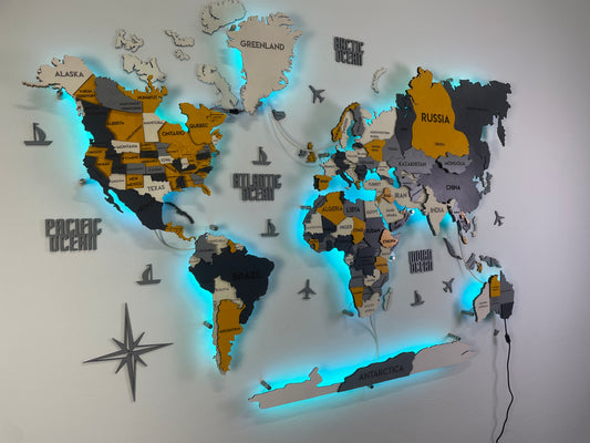 Багатошарова карта світу з підсвіткою RGB колір Urban