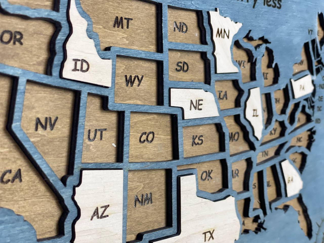 Карта-пазл США, колір Blue