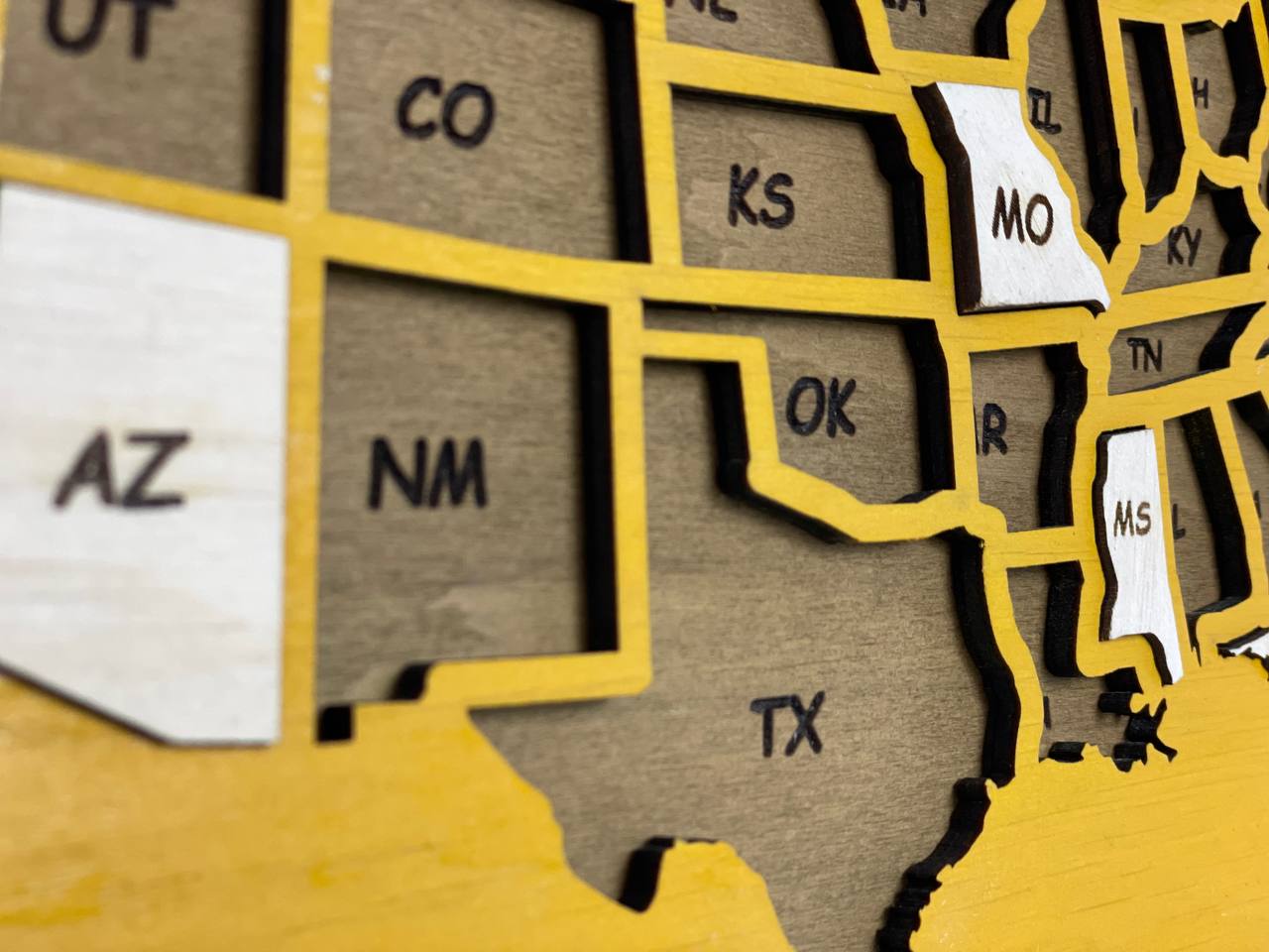 Карта-пазл США, колір Yellow
