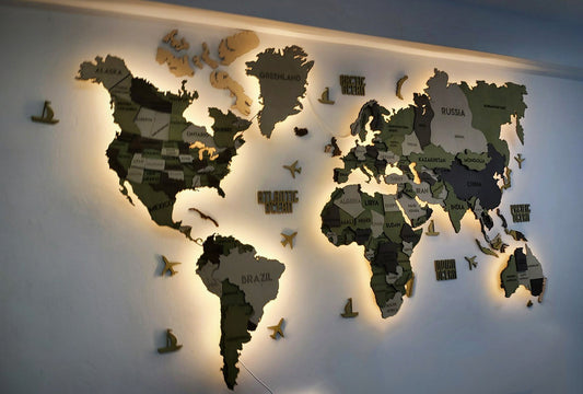 Багатошарова карта світу з підсвіткою колір Verde