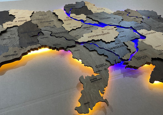 Карта України з підсвіткою річок та по контуру колір Elis river