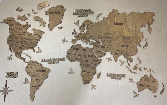 Одношарова карта світу колір Venge 1