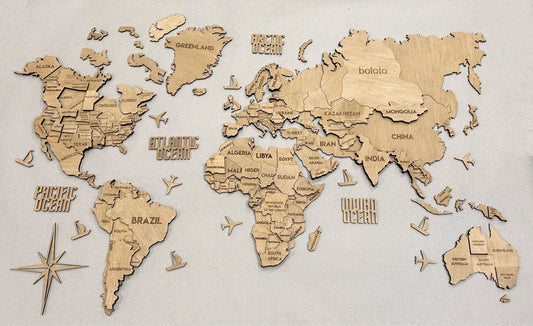 Багатошарова карта світу колір Oak
