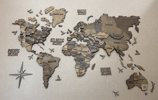 Багатошарова карта світу палітра Brown