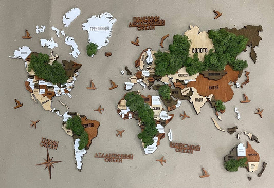 Багатошарова карта світу з мохом колір Dublin