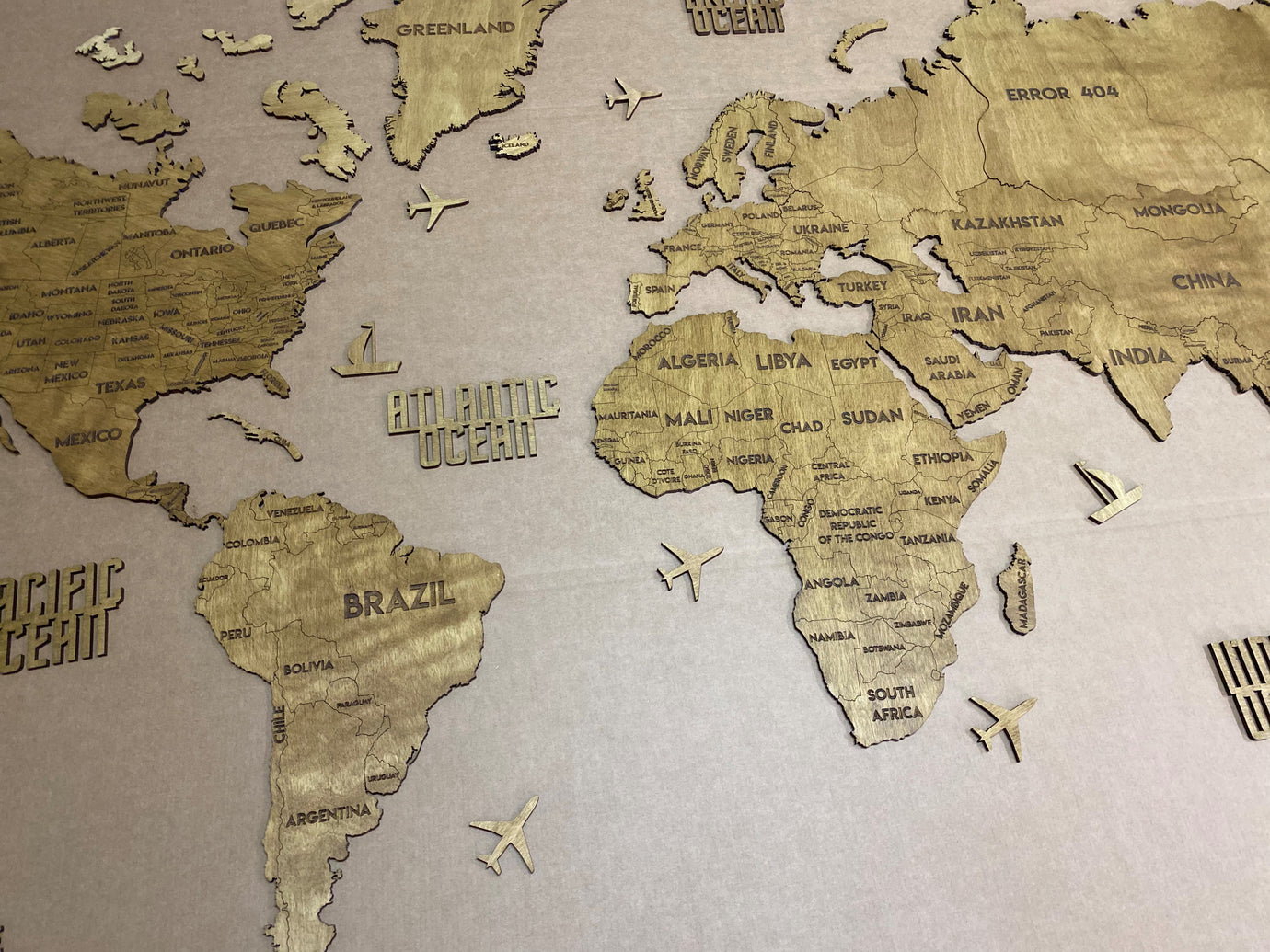 Одношарова карта світу колір Nut 3