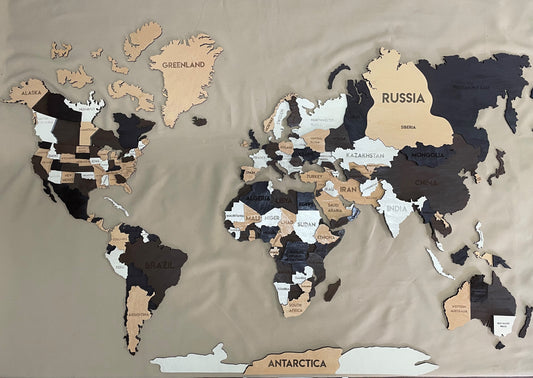 Багатошарова карта світу колір Coffee