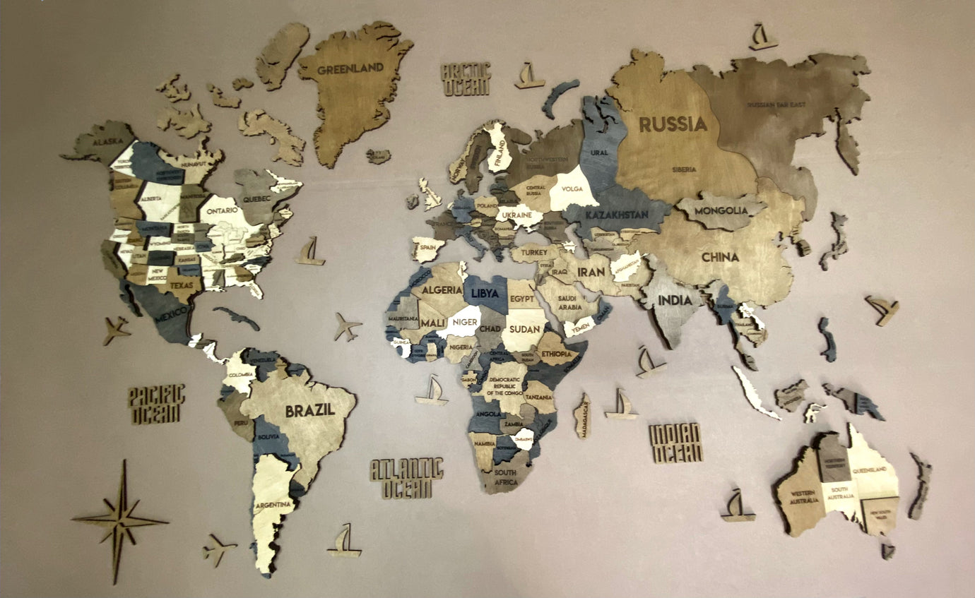 Багатошарова карта світу колір Soulmar
