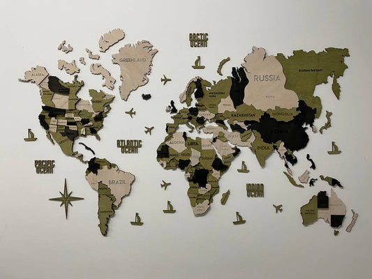 Багатошарова карта світу колір Verde