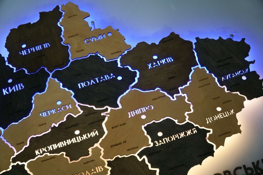 Карта Украины на акриле с подсветкой между областями, цвет Brut 2113030 фото