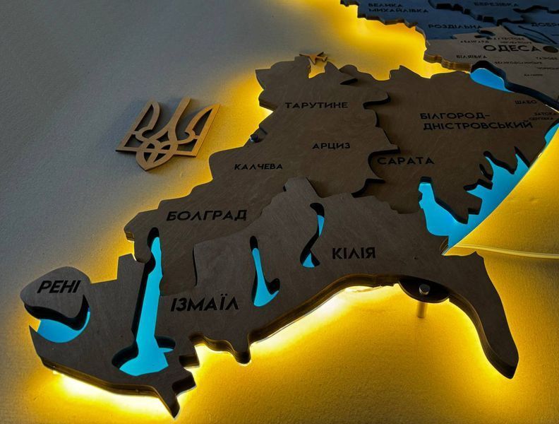 Багатошарова карта Одеської області, з підсвіткою річок та лиманів, колір Flag 2 5313615 фото