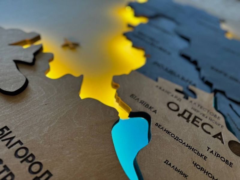 Багатошарова карта Одеської області, з підсвіткою річок та лиманів, колір Flag 2 5313625 фото