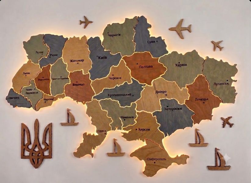 Карта Украины на акриле с подсветкой между областями цвет Tetrada 2116190 фото