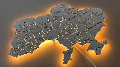 Карта Украины на акриле с подсветкой между областями цвет Natural 2112030 фото