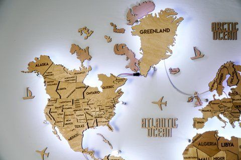 Багатошарова карта світу з підсвіткою колір Natural 1222015 фото