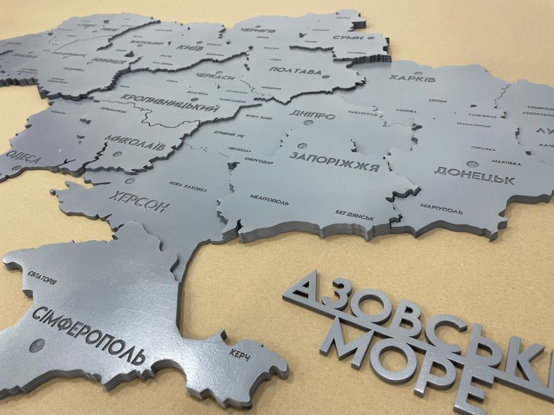 Карта Украины многослойная 3D цвет Grey 2213825 фото