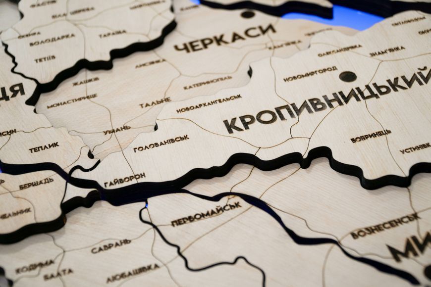 Карта України з підсвіткою річок та по контуру колір Natural river 21320901 фото