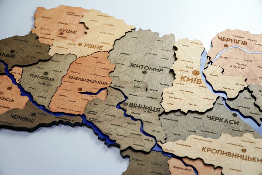 Карта України багатошарова 3D з річками і дорогами колір Warm 22217120 фото