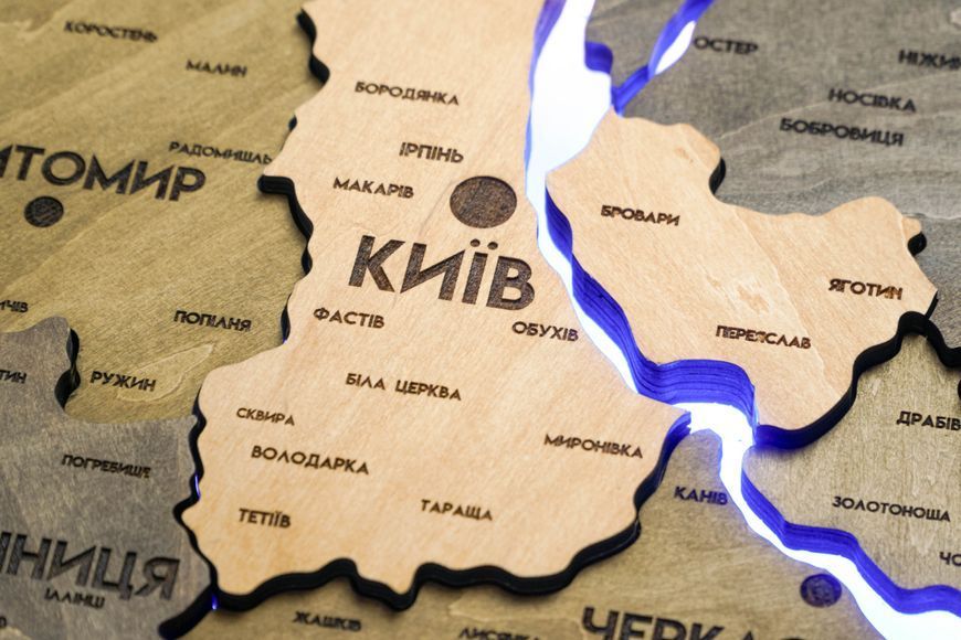 Детализованная карта Украины с подсветкой рек и по контуру цвета Elis 2162425 фото