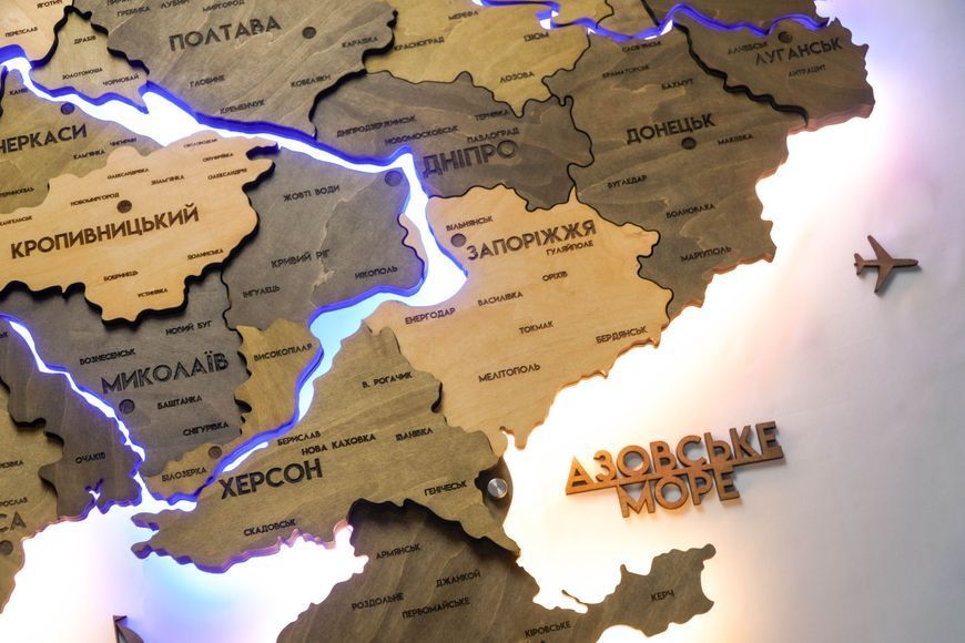 Деталізована карта України з підсвіткою річок та по контуру колір Elis 2162430 фото