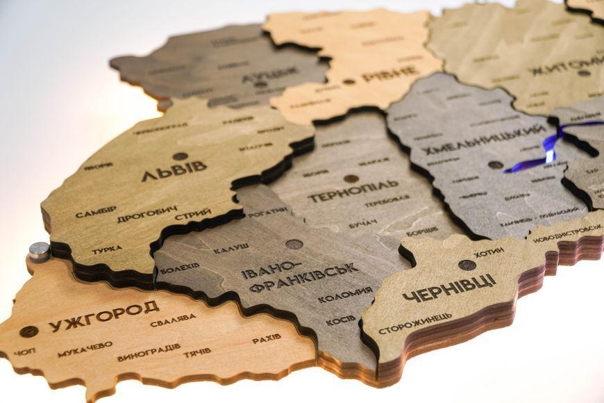 Деталізована карта України з підсвіткою річок та по контуру колір Elis 2162430 фото