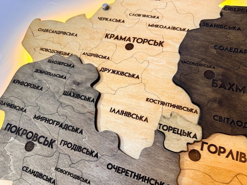 Багатошарова карта Донецької області, з підсвіткою по контуру, колір Elis 521281212 фото