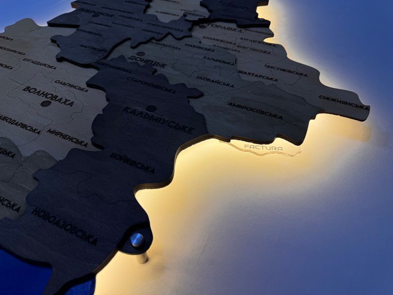 Багатошарова карта Донецької області, з підсвіткою по контуру, колір Elis 521281212 фото