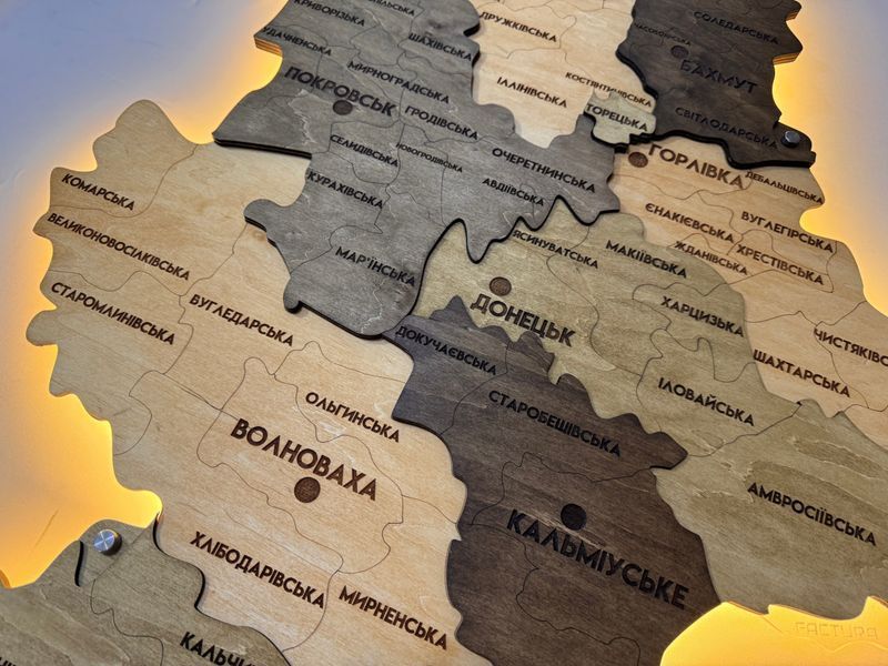 Багатошарова карта Донецької області, з підсвіткою по контуру, колір Elis 521281212 фото