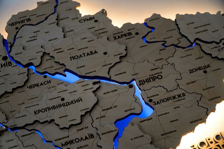 Карта Украины с подсветкой рек и по контуру цвета Natural river 2132030 фото