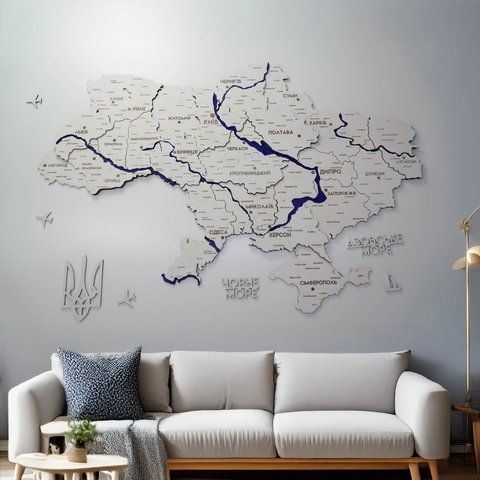 Подробная карта Украины многослойная 3D с реками цвет White 2223915 фото