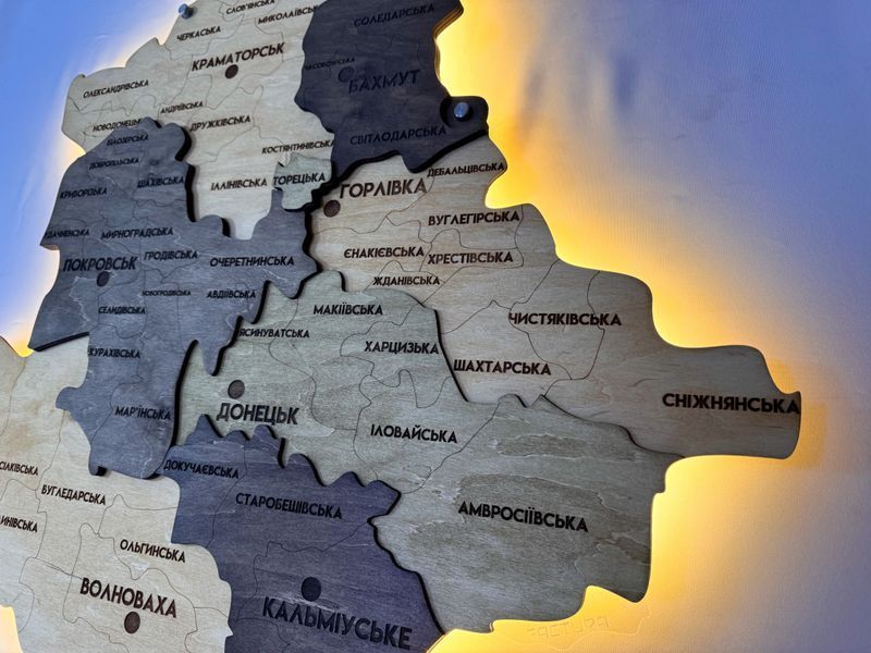 Багатошарова карта Донецької області, з підсвіткою по контуру, колір Elis 521281515 фото