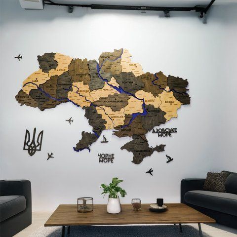 Подробная карта Украины многослойная 3D с реками цвет Brut 2223025 фото