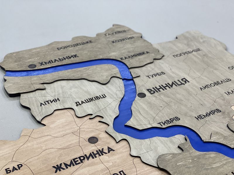 Багатошарова карта Вінницької області з річками, колір Light Tree 5122612 фото