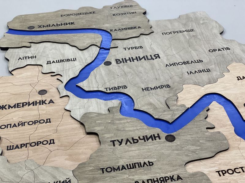 Багатошарова карта Вінницької області з річками, колір Light Tree 5122612 фото