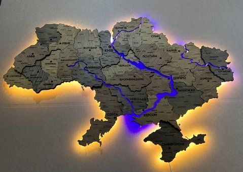 Подробная карта Украины с подсветкой рек и по контуру цвет Helsinki 2162530 фото