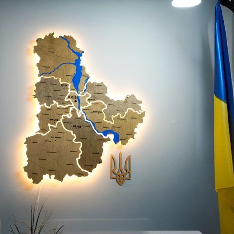 Карта Київської області, з підсвіткою, колір Light Tree 76770611 фото