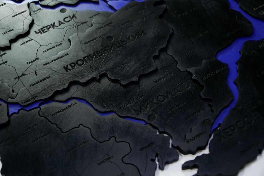 Подробная карта Украины многослойная 3D с реками цвет Nero 2222125 фото