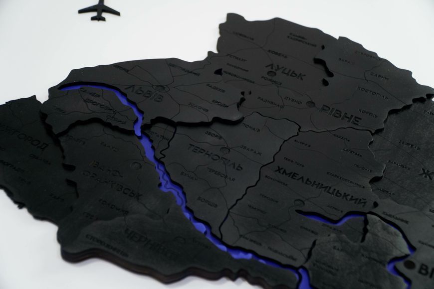 Подробная карта Украины многослойная 3D с реками цвет Nero 2222125 фото